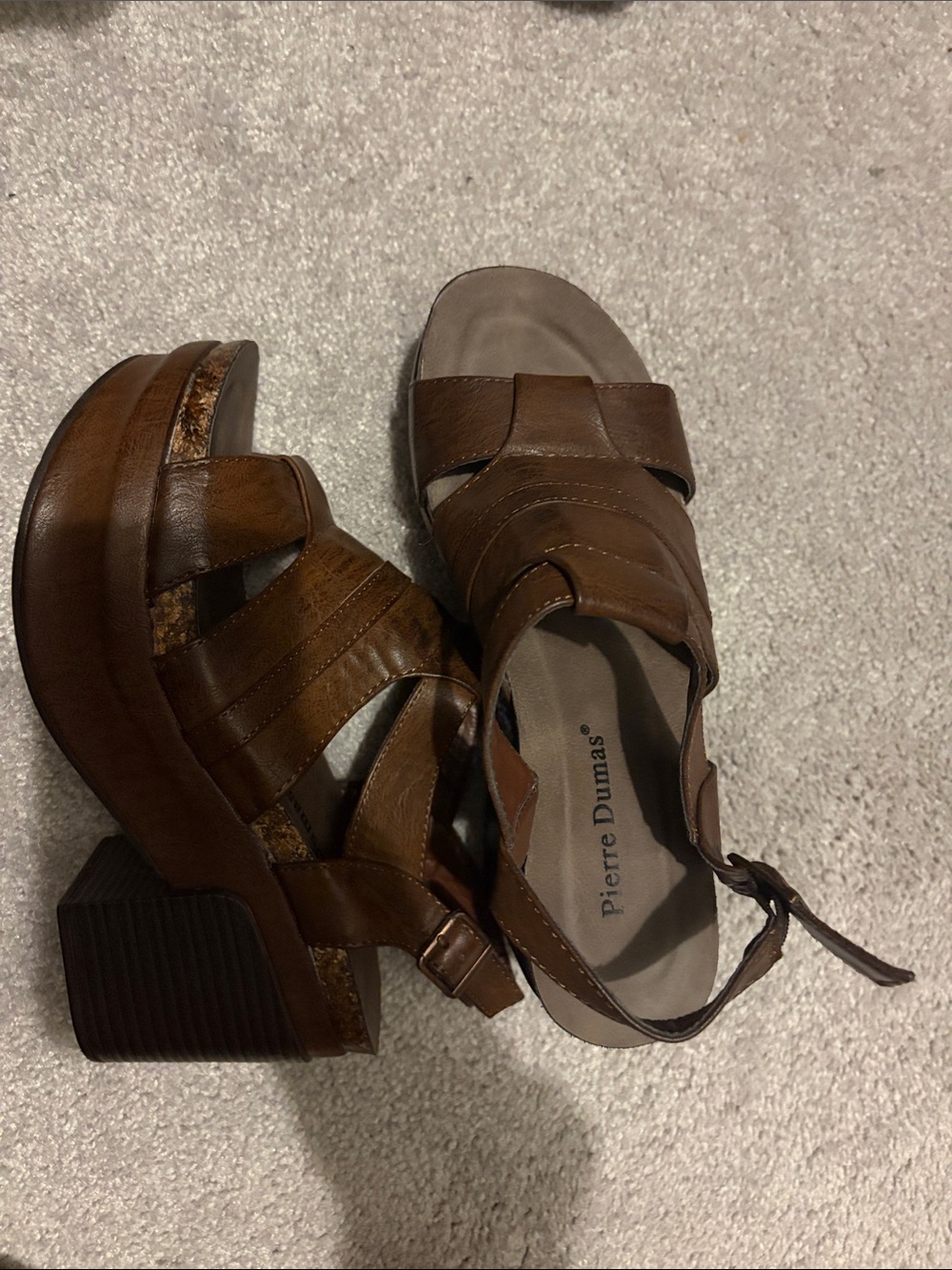 Pierre Dumas Brown Strappy Platform Sandals